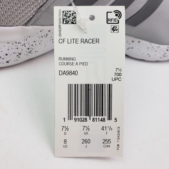 Adidas CF Lite Racer Mens Size 8 Grey White Running Low Sneaker Shoes DA9840 main image 15